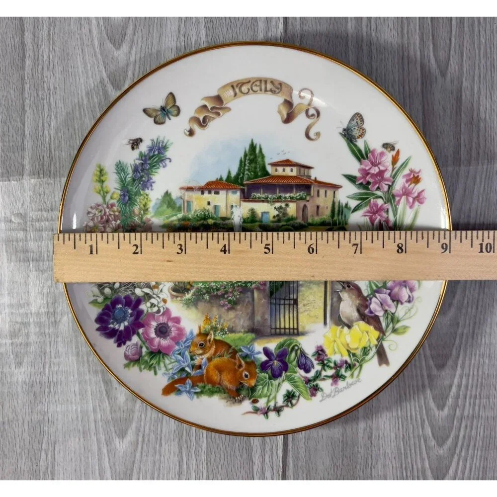 RECO 1988 By Dot Barlowe Plate Gardens flowers floral set x 7 made in USA
